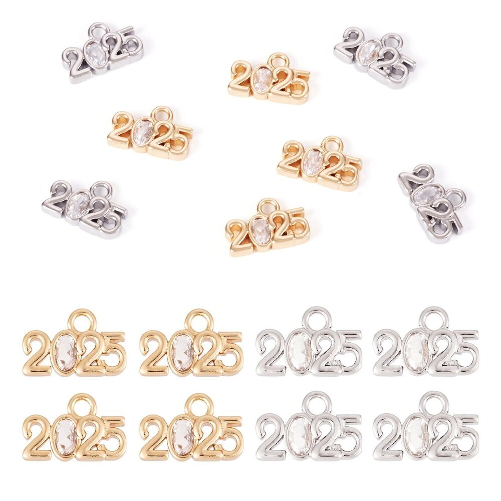 7081 Beadthoven 8pcs New Year 2025 Charms Number 2025 Graduation Charms